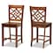 Baxton Studio Nicolette Modern and Contemporary Transitional Walnut Brown Finished Wood 2-Piece Counter Stool Set 176-11424-Zoro - alternate 1